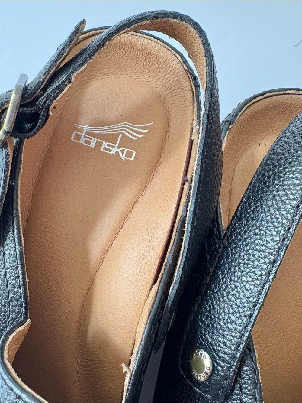 Dansko Sheridan Black Milled Leather Wedge Mule Shoes - Picture 7 of 9